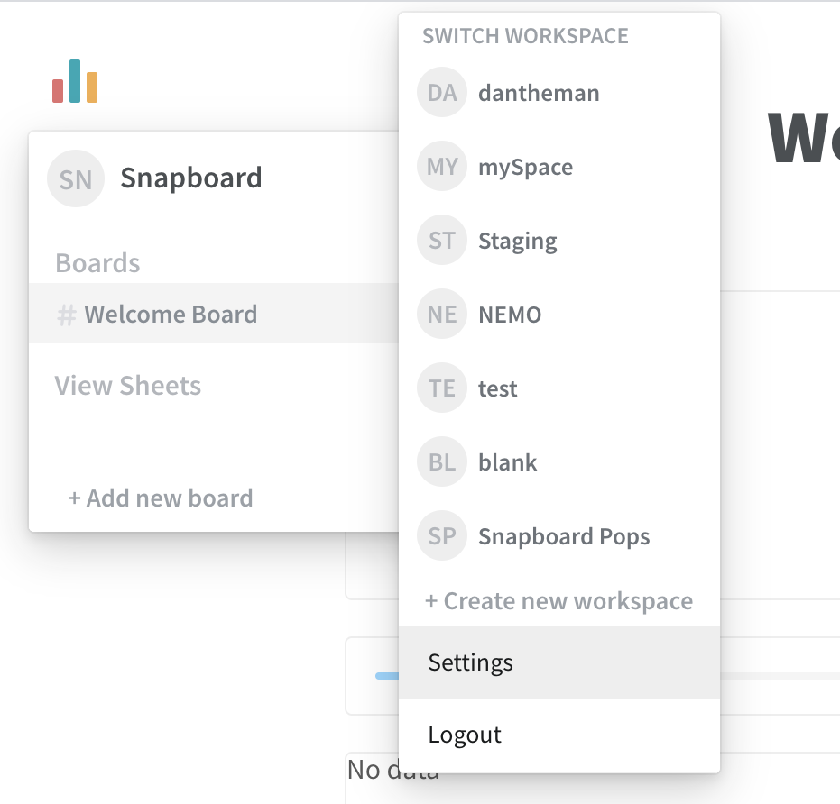 settings menu